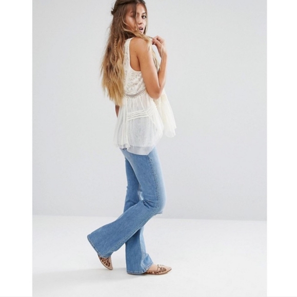 SOLD Free People On The Town Tank, Boho, Lace Tulle, Eclectic, Ivory, XS, NWOT, - Picture 2 of 16